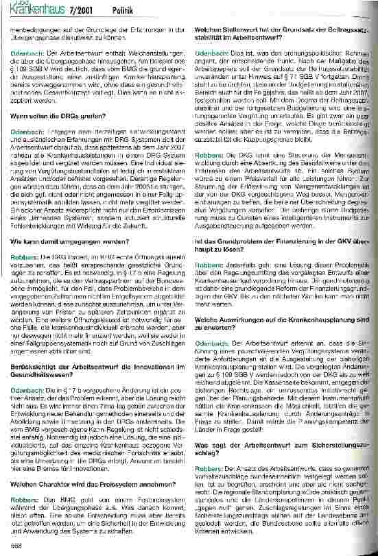 Vorschauseite 2: Budgetierung und Preissystem passen nicht zusammen Enttäuschende Vorschläge aus dem Bundesgesundheitsministerium