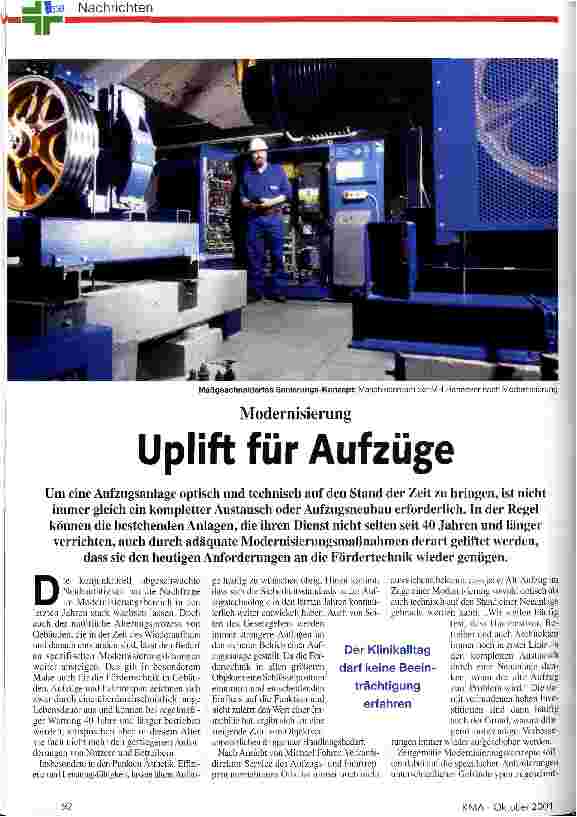 Vorschauseite 1: Uplift für Aufzüge Modernisierung