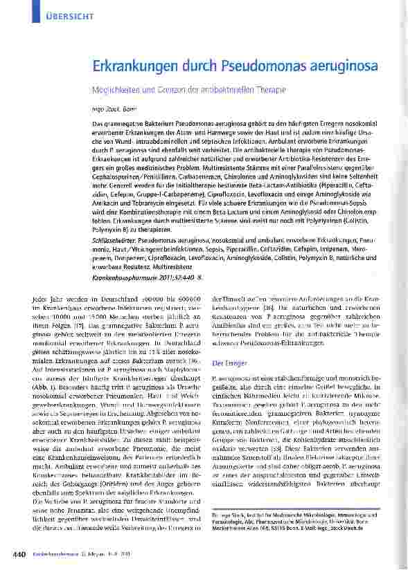 Vorschauseite 1: Erkrankungen durch Pseudomonas aeruginosa