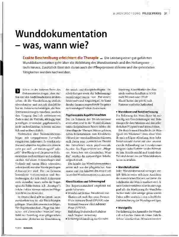Vorschauseite 1: Wunddokumentation - was, wann wie?