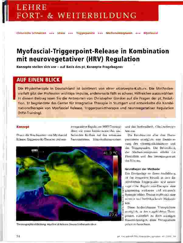 Vorschauseite 1: Myofascial-Triggerpoint-Release in Kombination mit neurovegetativer (HRV) Regulation