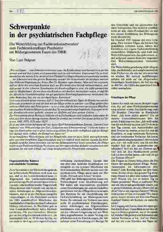 Vorschauseite 1: Schwerpunkte in der psychiatrischen Fachpflege