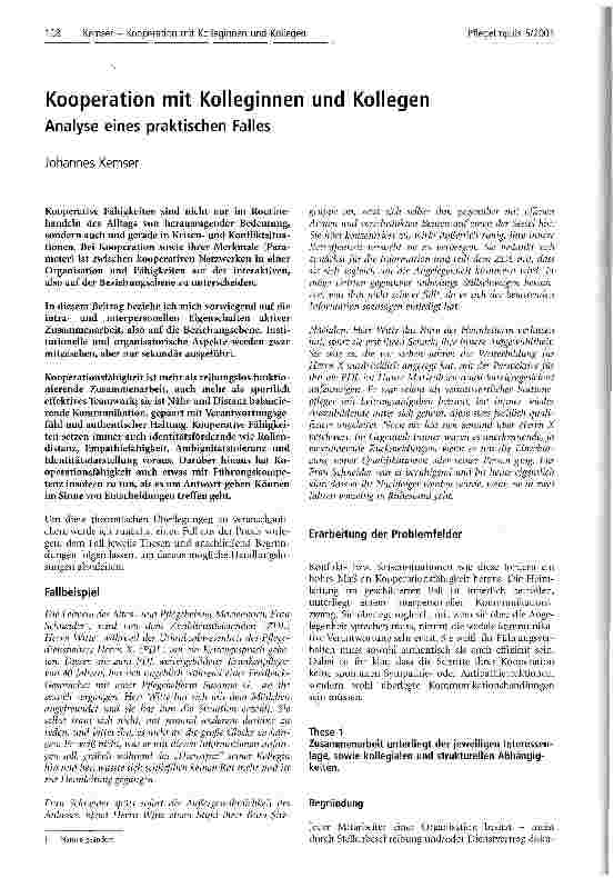 Vorschauseite 1: Kooperation mit Kolleginnen und Kollegen Analyse eines praktischen Falles