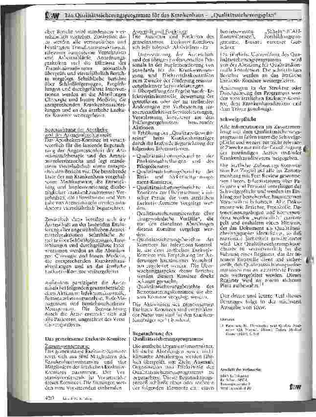 Vorschauseite 4: Ein Qualitätssicherungsprogramm für den Gesamtbetrieb Krankenhaus Dargestellt am Beispiel aus den USA