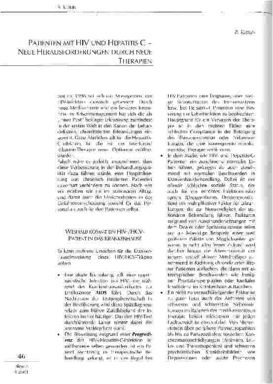 Vorschauseite 1: Patienten mit HIV und Hepatitis C - neue Herausforderungen durch neue Therapien