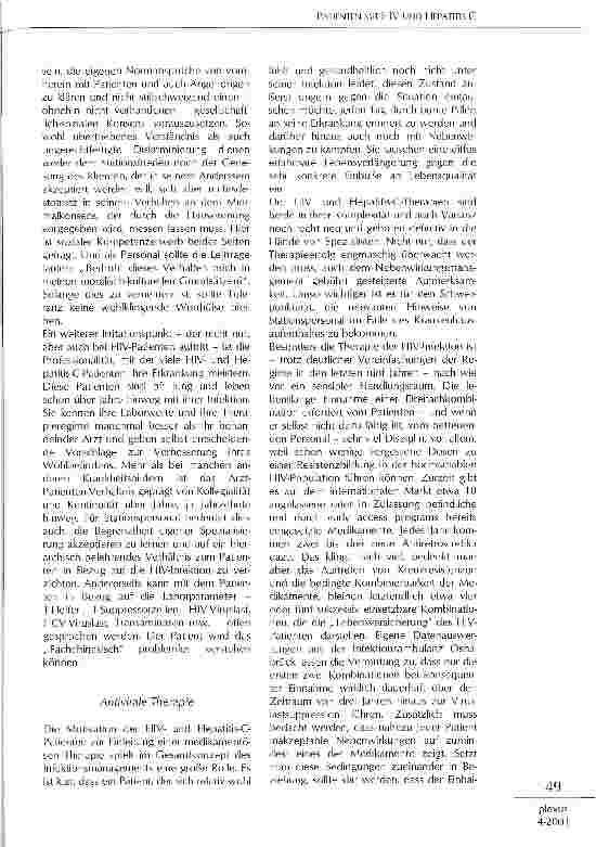 Vorschauseite 4: Patienten mit HIV und Hepatitis C - neue Herausforderungen durch neue Therapien