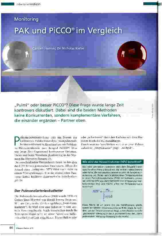 Vorschauseite 1: PAK und PiCCO®im Vergleich