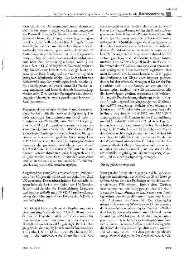 Vorschauseite 4: Zur Finanzierung von arbeitsplatzbezogenen Kosten der Praxisanleitung gemäß § 17a KHG