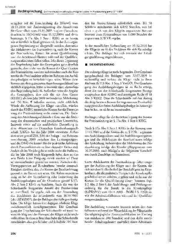 Vorschauseite 5: Zur Finanzierung von arbeitsplatzbezogenen Kosten der Praxisanleitung gemäß § 17a KHG