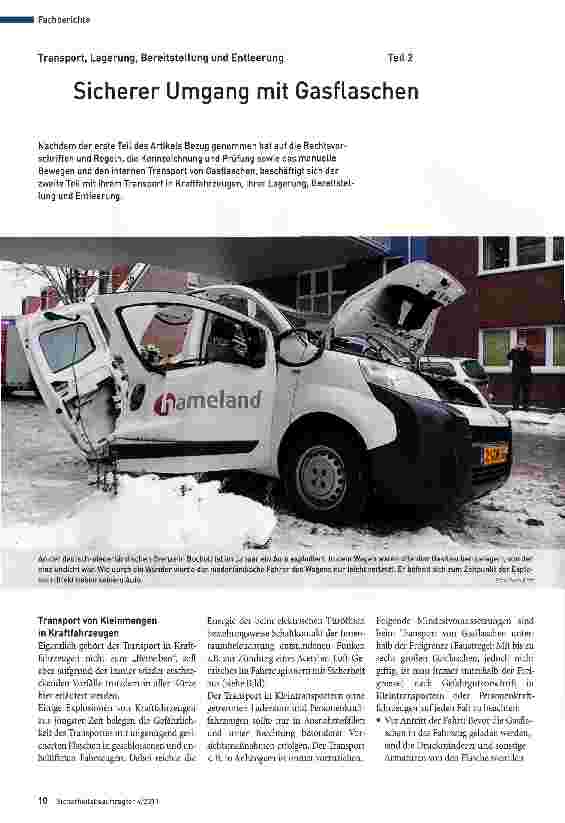 Vorschauseite 1: Transport, Lagerung, Bereitstellung und Entleerung Teil 2 Sicherer Umgang mit Gasflaschen