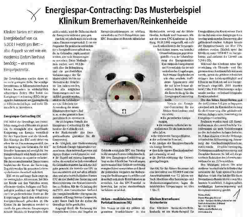 Vorschauseite 1: Energiespar-Contracting: Das Musterbeispiel Klinikum Bremerhaven/Reinkenheide