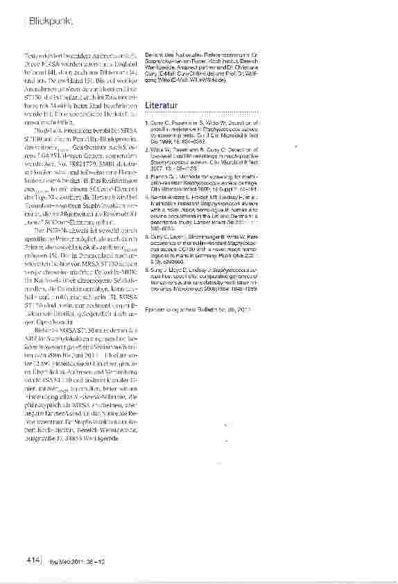 Vorschauseite 2: Auftreten von MRSA mit negativem Nachweis für mecA (PCR)und Penicillin-Bindeprotein PBP2a (Agglutinationstest)