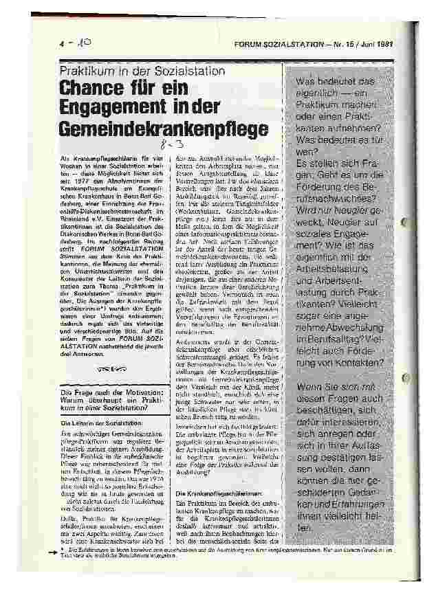 Vorschauseite 1: Chance für ein Engagement in der Gemeindekrankenpflege
