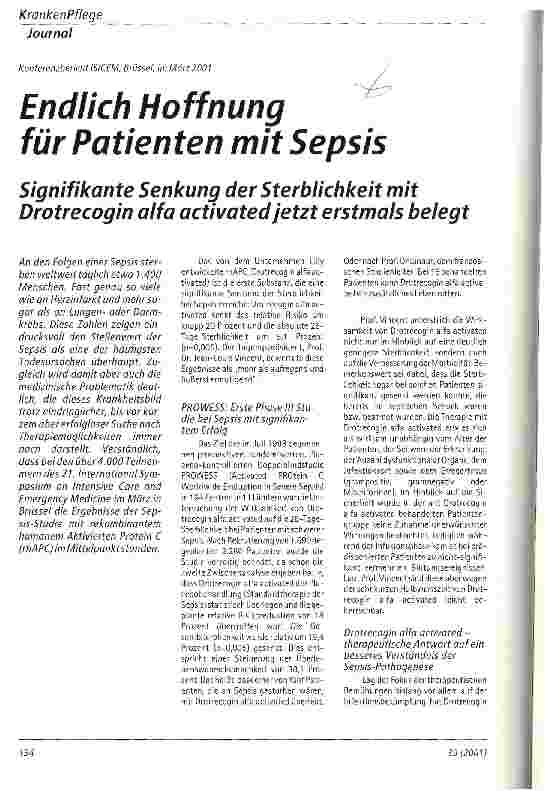 Vorschauseite 1: Endlich Hoffnung für Patienten mit Sepsis
