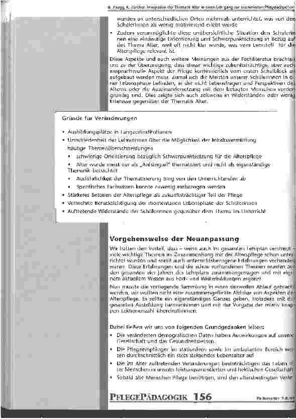 Vorschauseite 2: Integration der Thematik Alter in einen Lehrgang zur examinierten Pflegefachperson