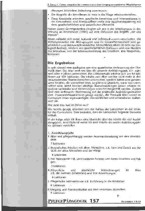 Vorschauseite 3: Integration der Thematik Alter in einen Lehrgang zur examinierten Pflegefachperson
