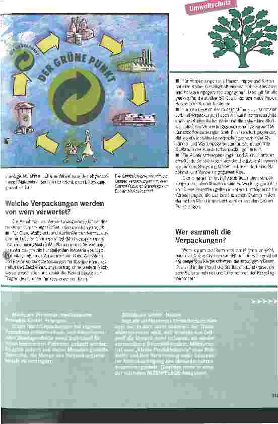 Vorschauseite 2: Der grüne Punkt als neues Markenzeichen Das duale System gewährleistet die umweltfreundliche Entsorgung