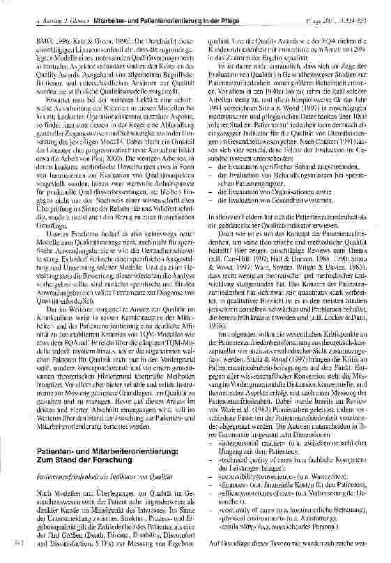 Vorschauseite 3: Mitarbeiterund Patientenorientierung in der Pflege als Teil des Qualitätsmanagements - Stand und Forschungsbedarf