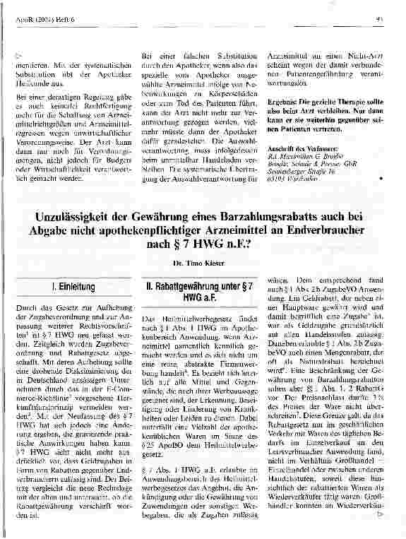Vorschauseite 2: Aut-idem-Regelung führt zu grotesker Haftungssituation