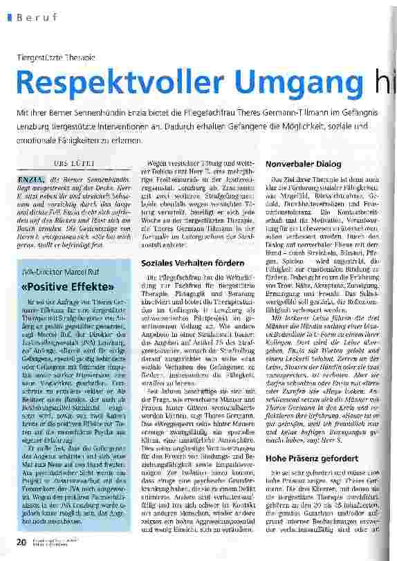 Vorschauseite 1: Respektvoller Umgang hinter Gittern
