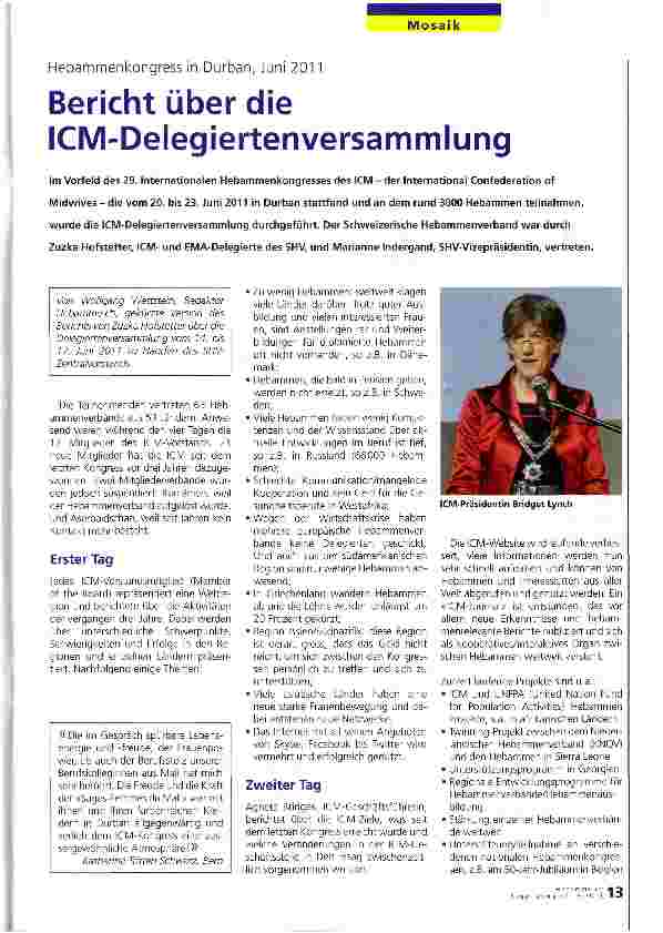 Vorschauseite 1: Bericht über die ICM-Delegiertenversammlung