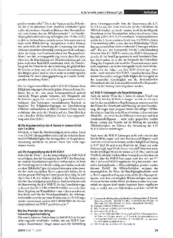 Vorschauseite 3: Hilfe für nicht (mehr) Hilfebedürftige?Anmerkungen zum Urteil des Bundessozialgerichts vom 1.6.2010 - B 4 AS 78/09 R -