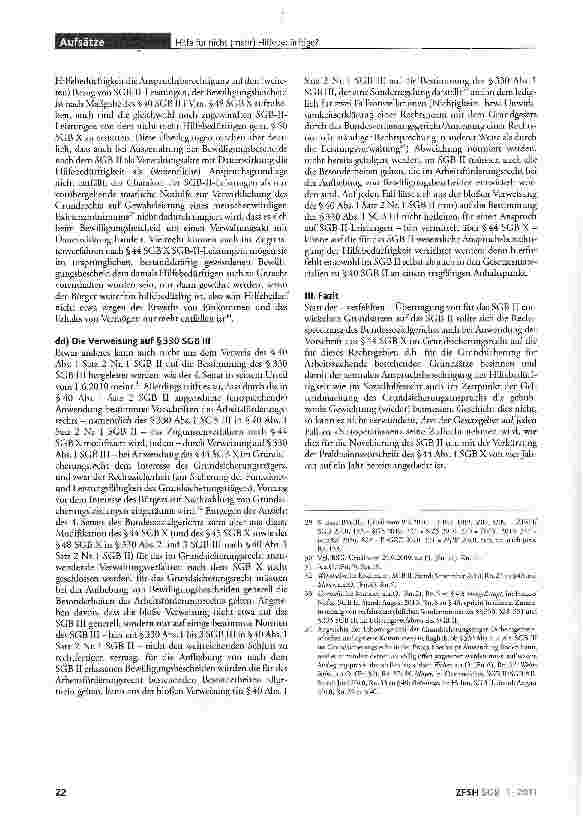 Vorschauseite 4: Hilfe für nicht (mehr) Hilfebedürftige?Anmerkungen zum Urteil des Bundessozialgerichts vom 1.6.2010 - B 4 AS 78/09 R -