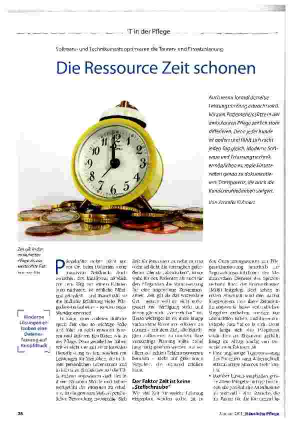 Vorschauseite 1: Softwareund Technikeinsatz optimieren die Tourenund EinsatzplanungDie Ressource Zeit schonen