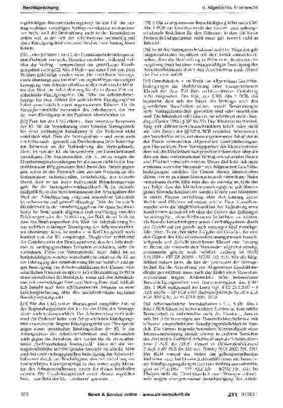 Vorschauseite 3: Vertragsstrafe - Vertragswidrige Beendigung des ArbeitsverhältnissesBGB §§305, 305c, 306, 307, 309, 310, 622; GG Art. 3
