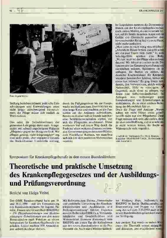 Vorschauseite 1: Theoretische und praktische Umsetzung des Krankenpflegegesetzes und der Ausbildungsund Prüfungsverordnung