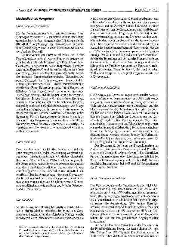 Vorschauseite 4: Autonomie, Privatheit und die Umsetzung des Prinzips der informierten Zustimmung im Zusammenhang mit pflegerischen Interventionen aus der Perspektive des älteren Menschen