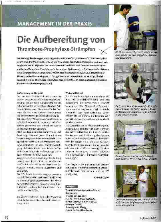 Vorschauseite 1: Die Aufbereitung von Thrombose-Prophylaxe-Strümpfen