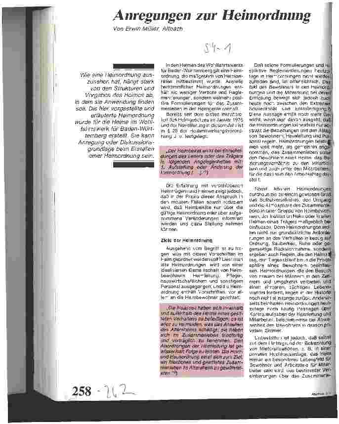 Vorschauseite 1: Anregungen zur Heimordnung