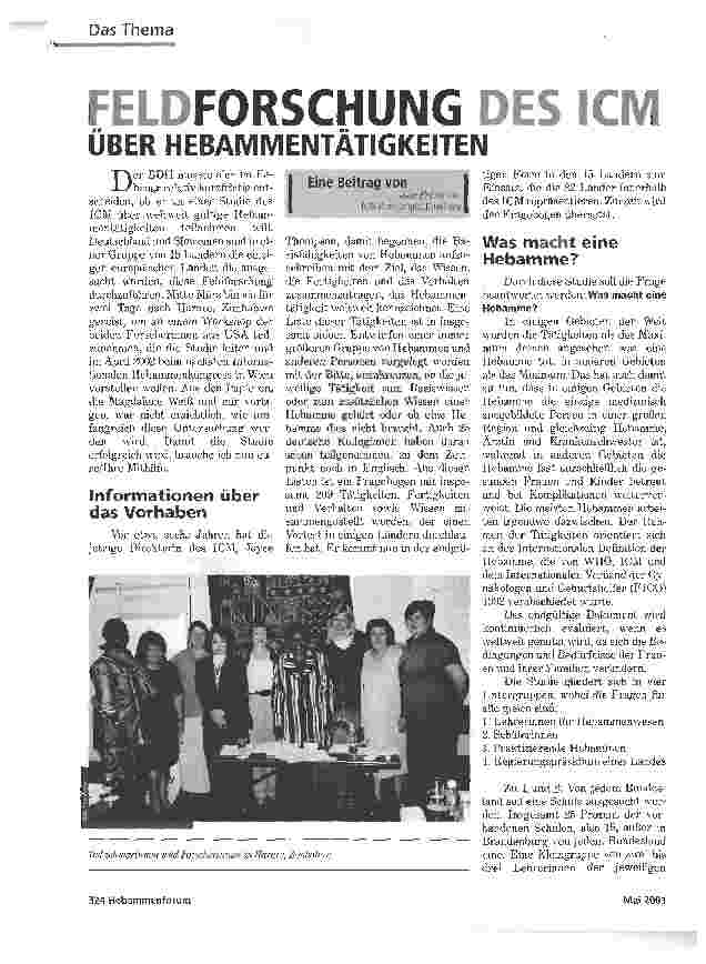 Vorschauseite 1: FELDFORSCHUNG DES ICMÜBER HEBAMMENTÄTIGKEITEN