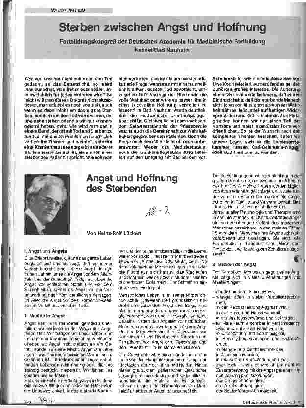 Vorschauseite 1: Angst und Hoffnung des Sterbenden