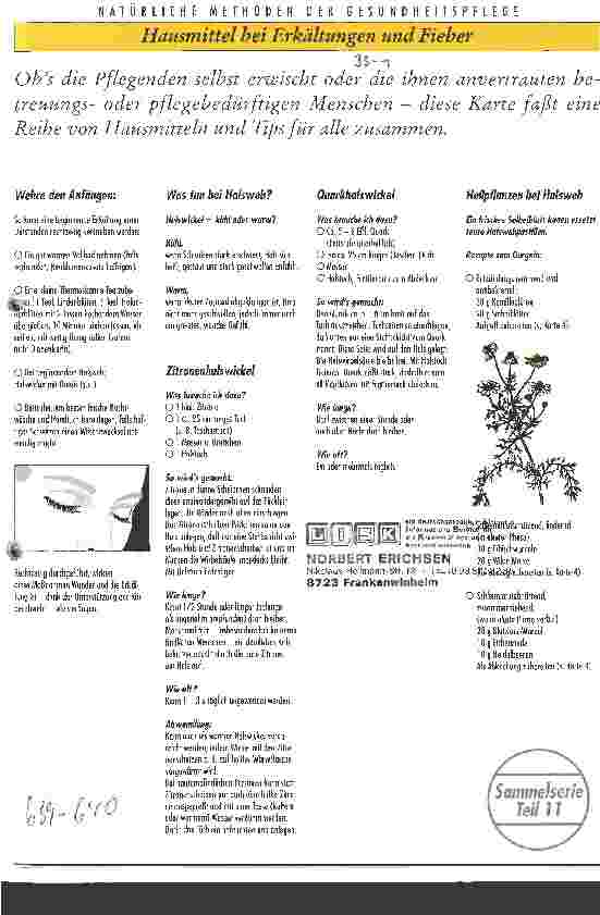 Vorschauseite 1: Natürliche Methoden der Gesundheitspflege Hausmittel bei Erkältungen und Fieber