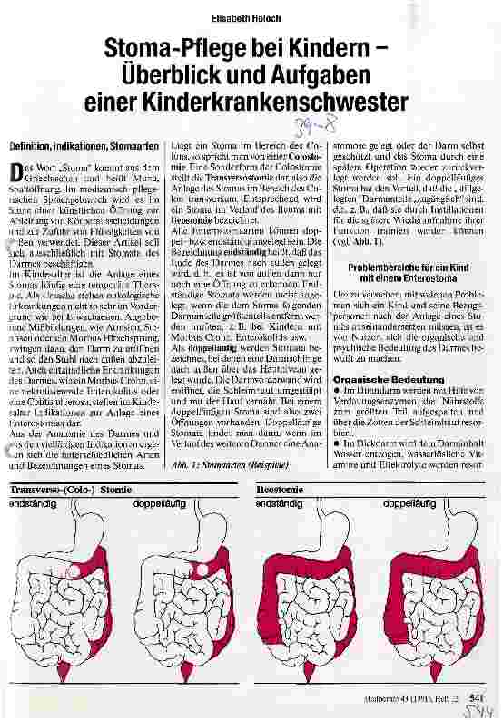 Vorschauseite 1: Stoma-Pflege bei Kindern - Überblick und Aufgaben einer Kinderkrankenschwester