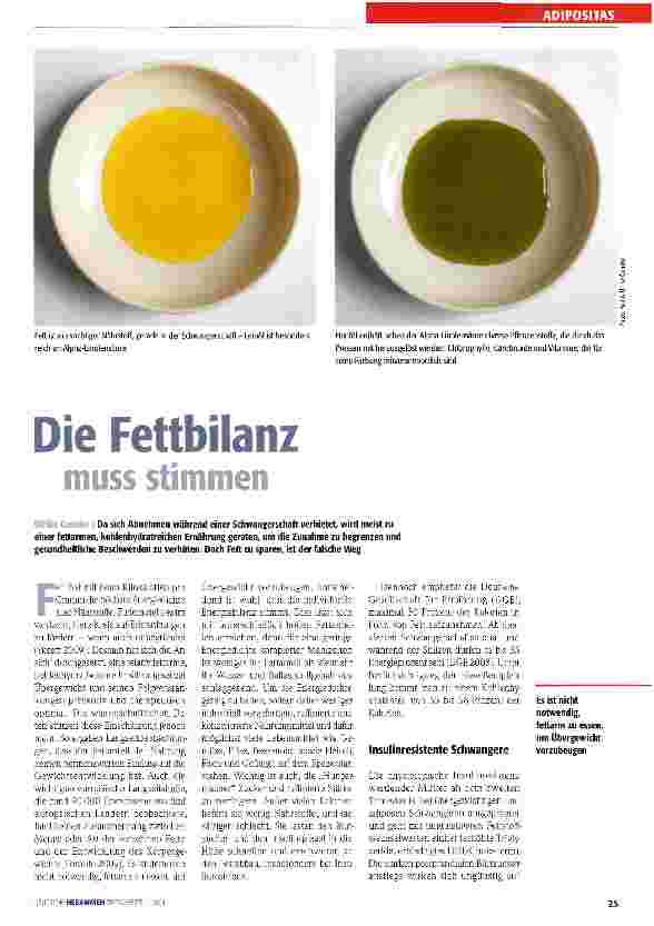 Vorschauseite 1: Die Fettbilanz muss stimmen