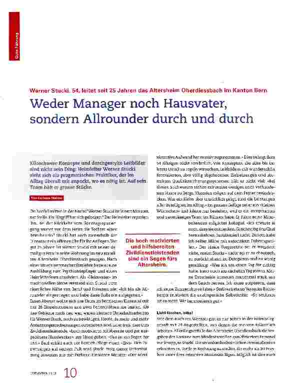Vorschauseite 1: Weder Manager noch Hausvater, sondern Allrounder durch und durch