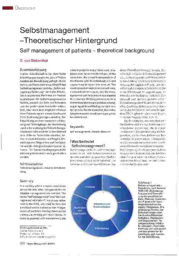 Vorschauseite 1: Selbstmanagement -Theoretischer Hintergrund