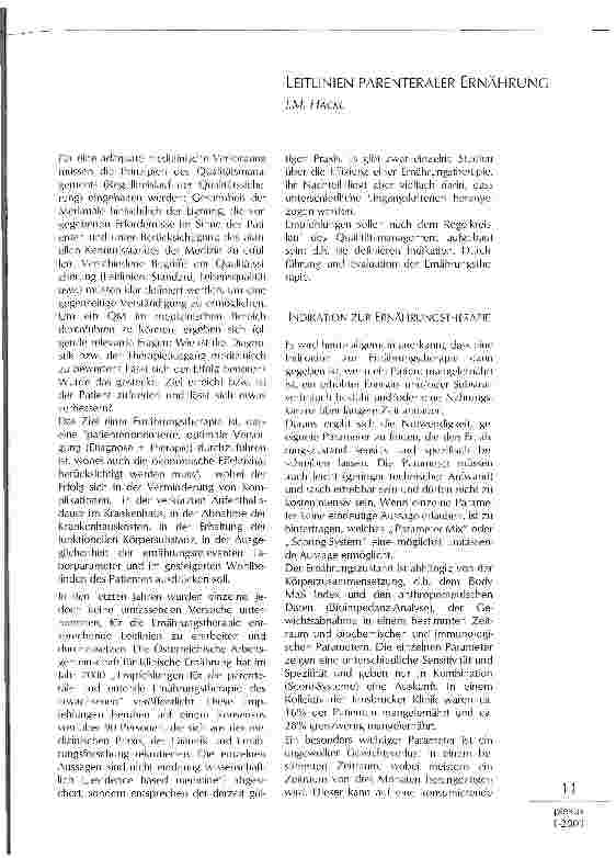 Vorschauseite 1: Leitlinien Parenteraler Ernährung