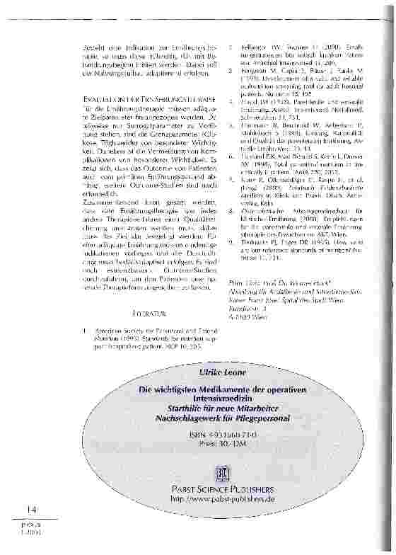 Vorschauseite 4: Leitlinien Parenteraler Ernährung