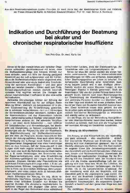 Vorschauseite 1: Indikation und Durchführung der Beatmung bei akuter und chronischer respiratorischer Infsuffizienz