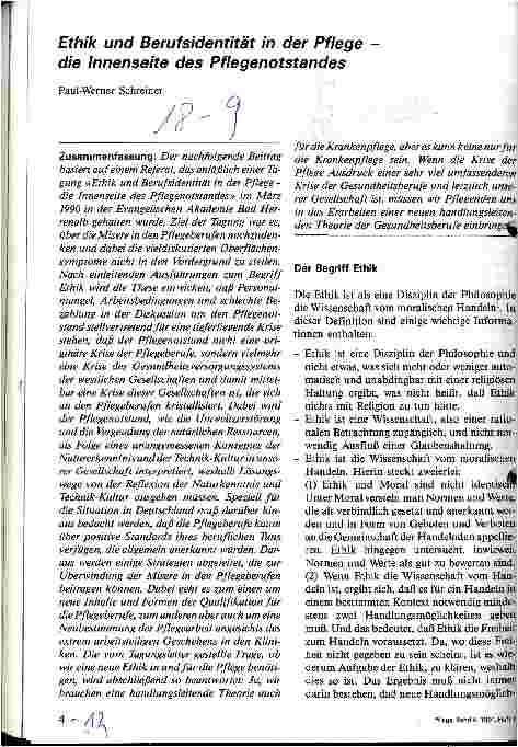 Vorschauseite 1: Ethik und Berufsidentität in der Pflege - die Innenseite des Pflegenotstandes