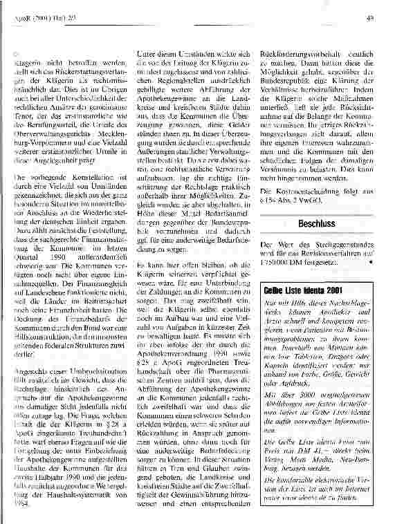 Vorschauseite 6: Landkreise dürfen Apothekengelder behalten