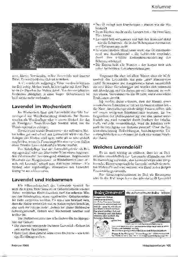 Vorschauseite 2: KOLUMNELAVENDEL FÜR EINEN KLAREN START IN DIESE WELT