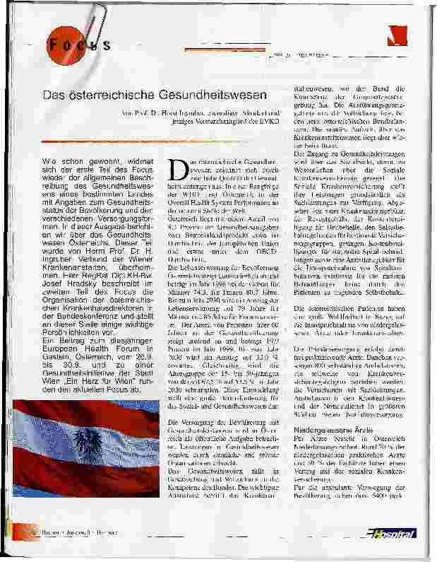 Vorschauseite 1: Das österreichische Gesundheitswesen