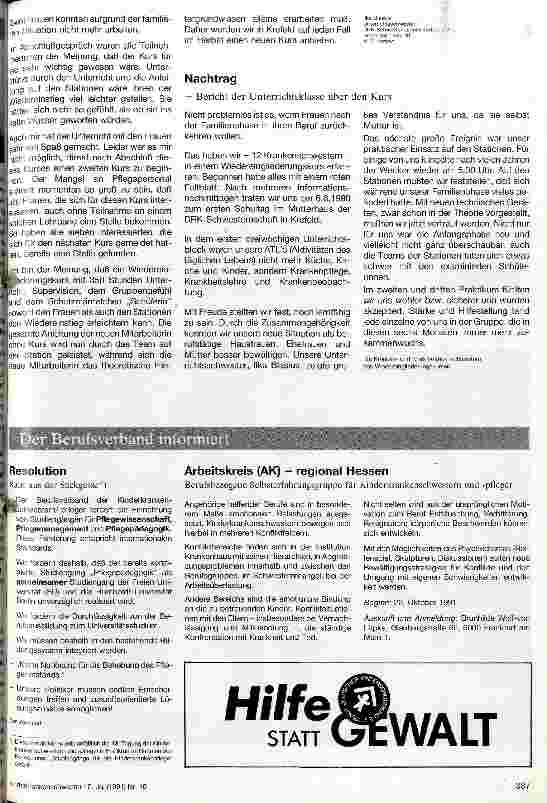 Vorschauseite 2: Wiedereingliederung in den Beruf Bericht über den ersten Wiedereingliederungskurs in Krefeld