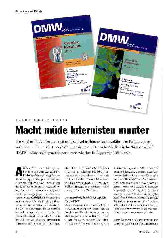 Vorschauseite 1: Macht müde Internisten munter