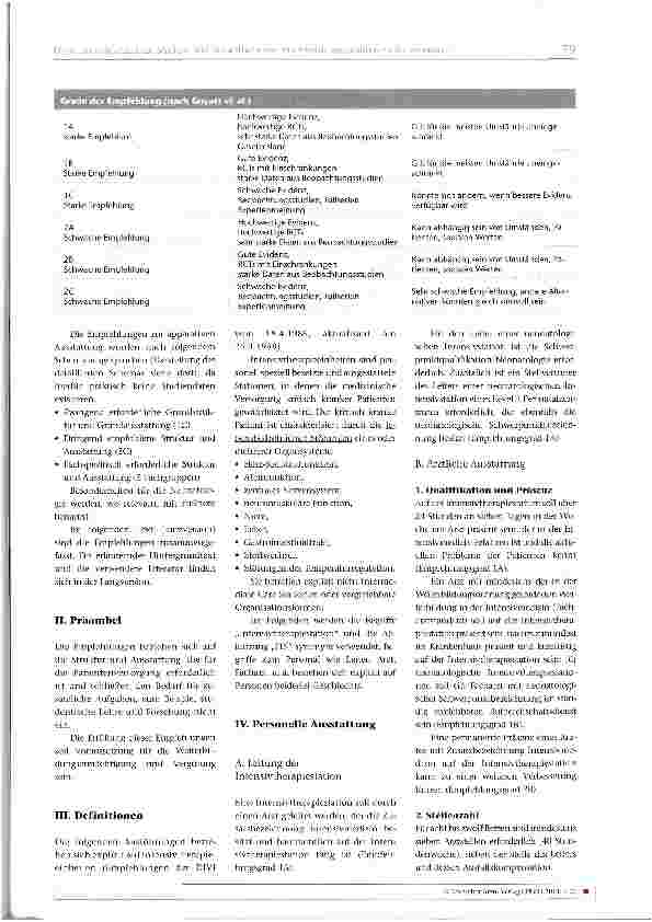 Vorschauseite 2: Empfehlungen zur Struktur und Ausstattung von Intensivtherapiestationen - Kurzversion -